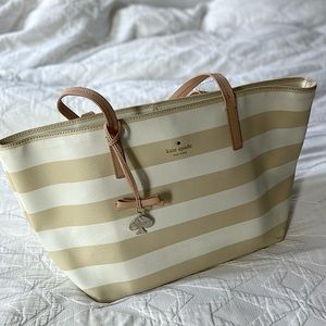 kate spade Beige and Cream Striped Tote